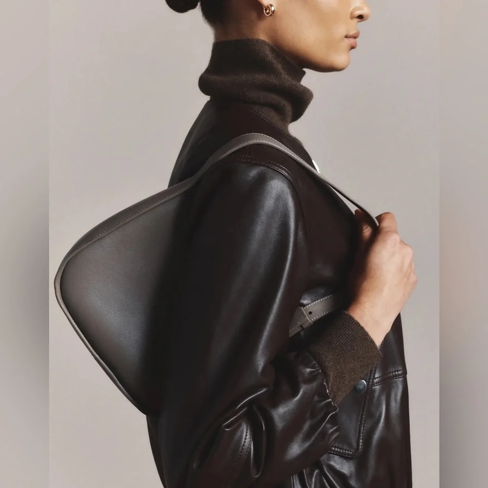 NWT Quince Italian Leather Asymmetrical Mini Shoulder Bag - Picture 2 of 7